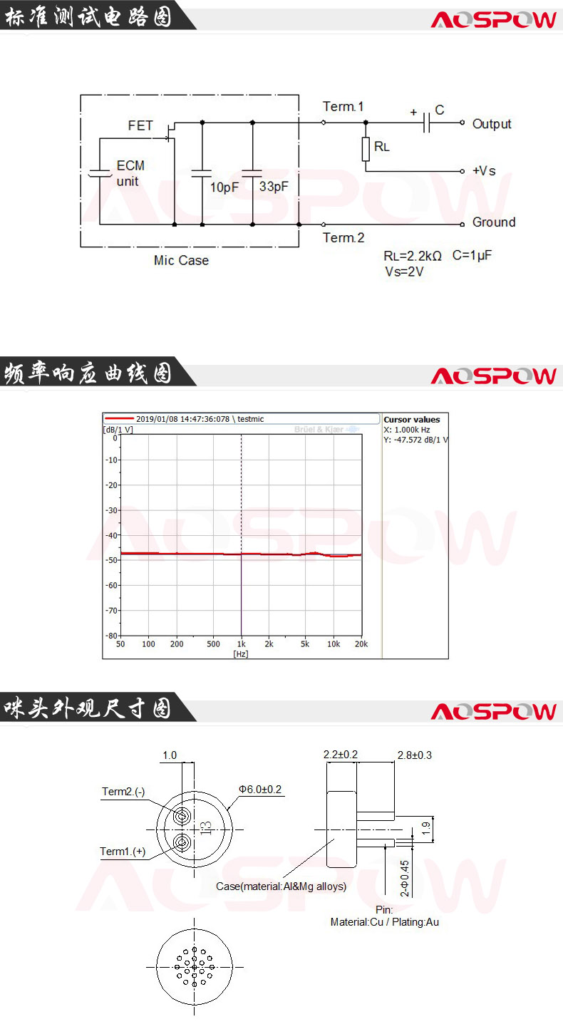 6022吉他拾音器咪頭產(chǎn)品規(guī)格書