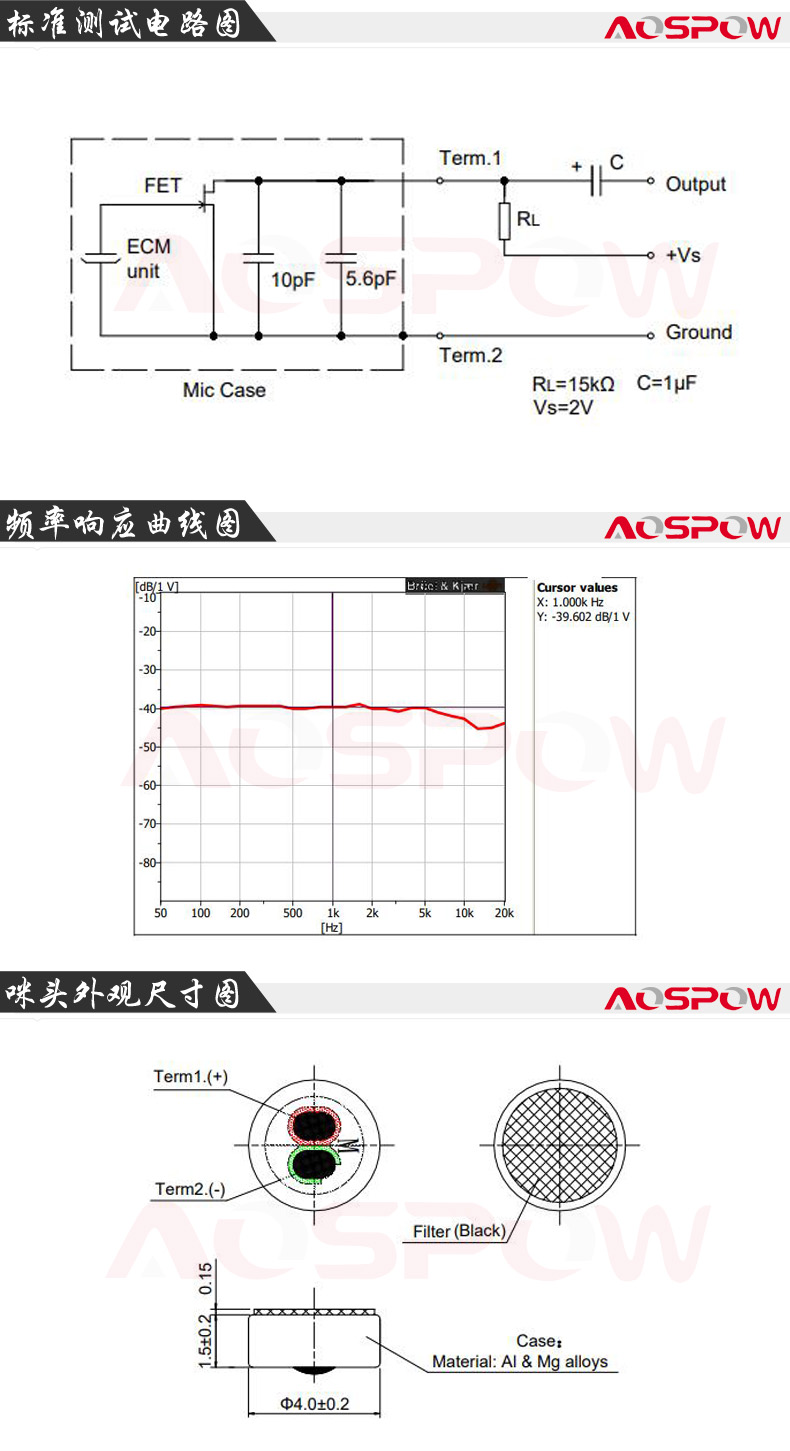 4015助聽器咪頭產(chǎn)品規(guī)格書尺寸