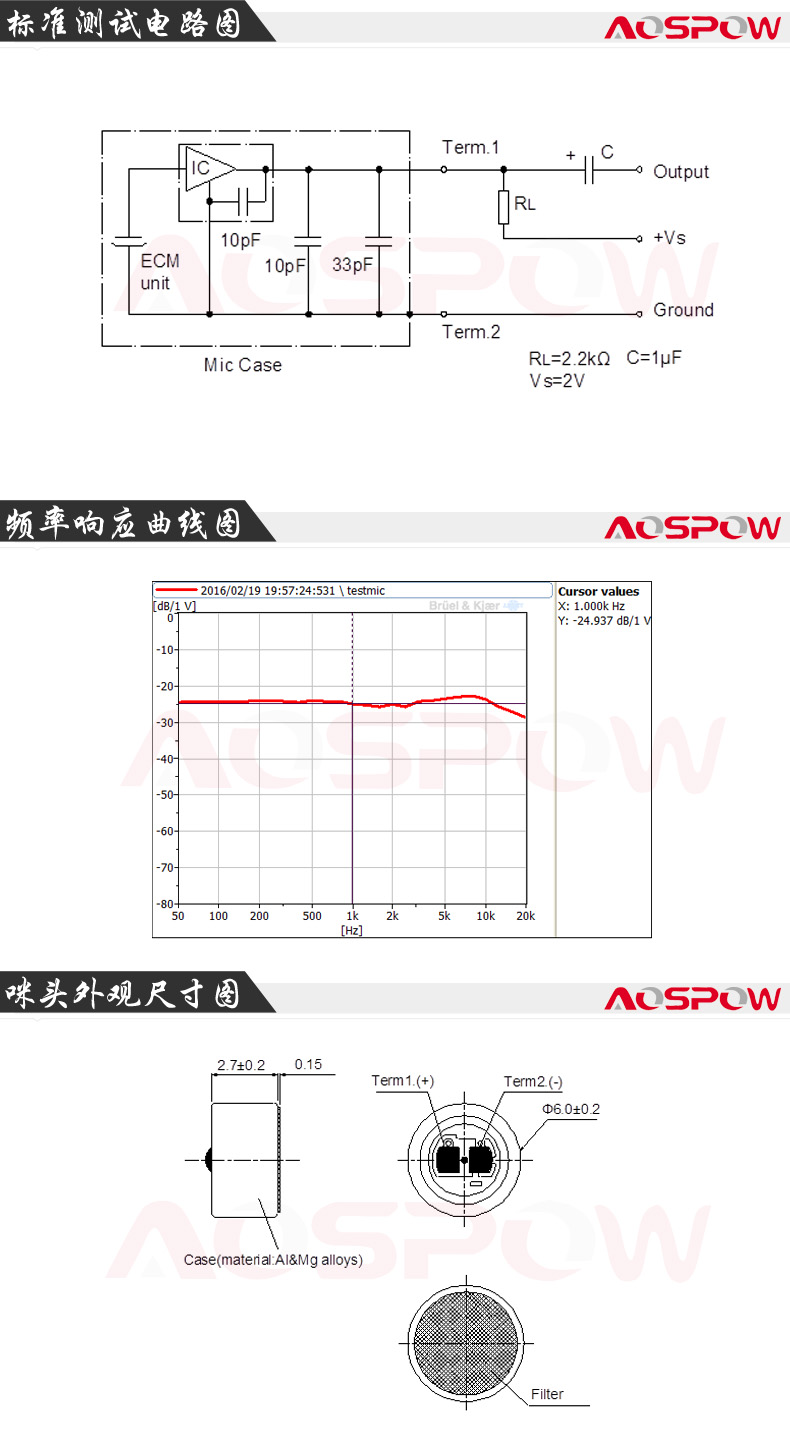 6027高靈敏咪頭規(guī)格書尺寸