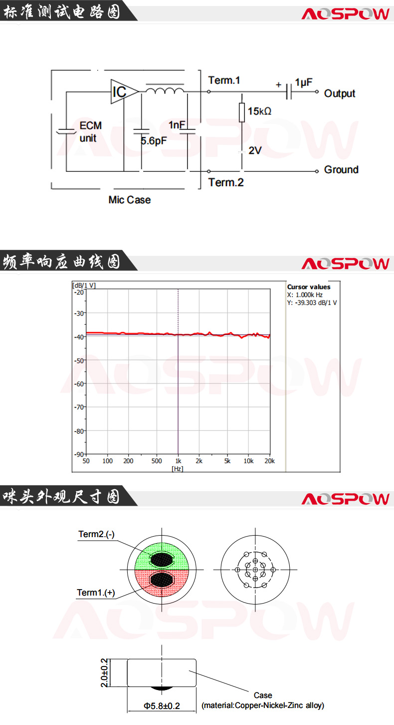 5820全指向咪頭規(guī)格尺寸